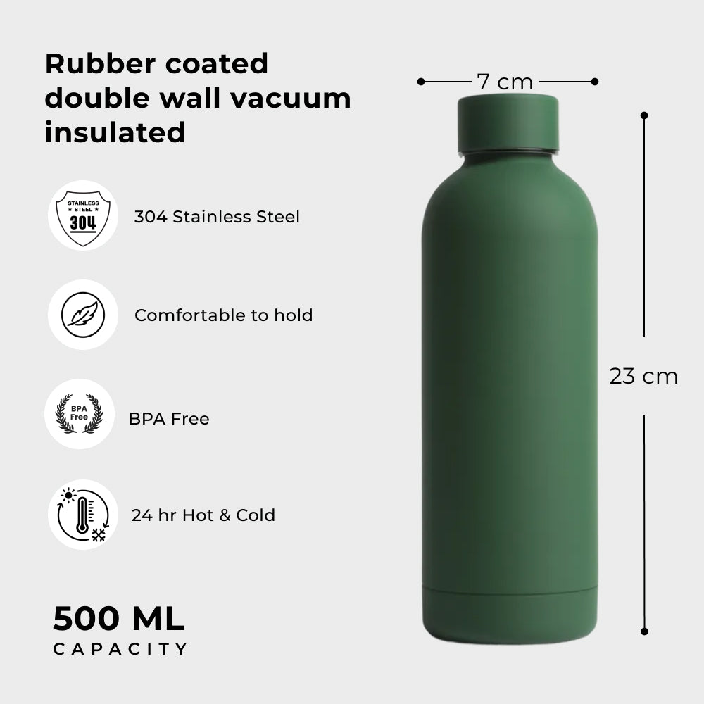 Rubber Coated Insulated Water Bottle 500ml