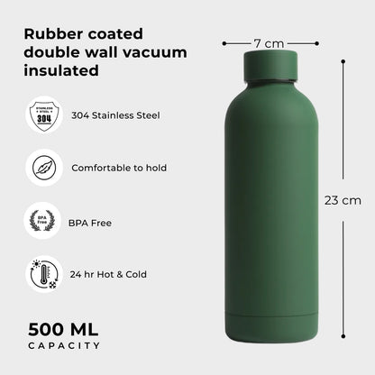 Rubber Coated Insulated Water Bottle 500ml