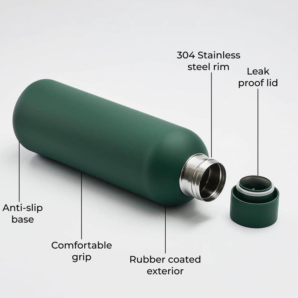 Rubber Coated Insulated Water Bottle 500ml
