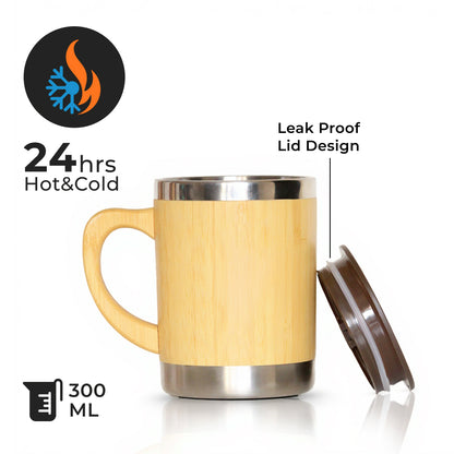 Bamboo Coffee Mug - Double Wall Vacuum Insulated 300ml