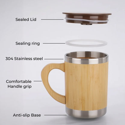 Bamboo Coffee Mug - Double Wall Vacuum Insulated 300ml