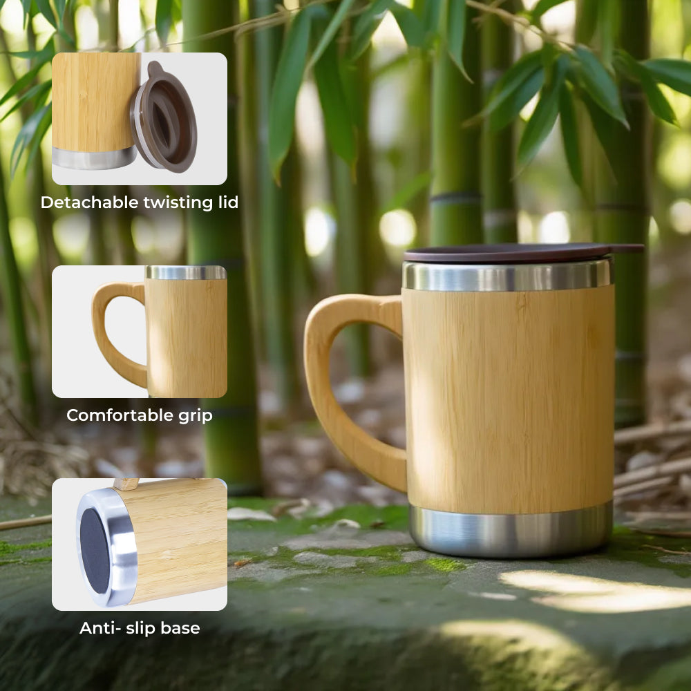 Bamboo Coffee Mug - Double Wall Vacuum Insulated 300ml