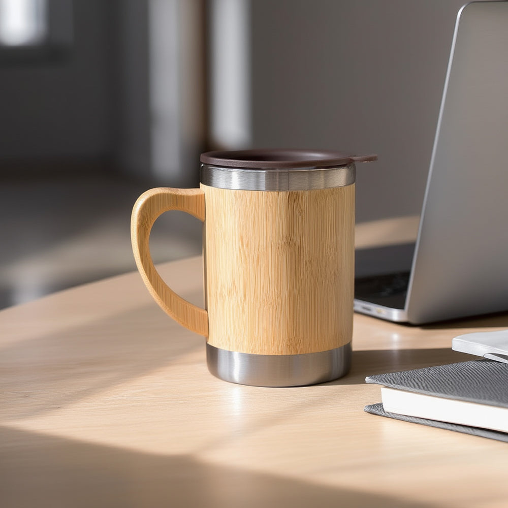 Bamboo Coffee Mug - Double Wall Vacuum Insulated 300ml