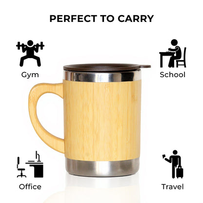 Bamboo Coffee Mug - Double Wall Vacuum Insulated 300ml