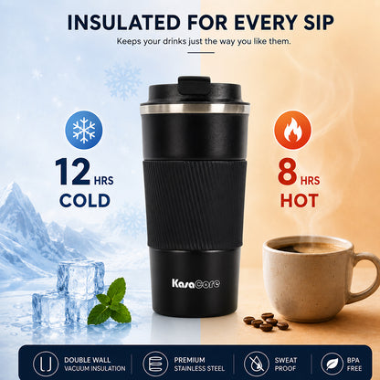 KasaCore 450ml Insulated Travel Tumbler with Silicone Grip