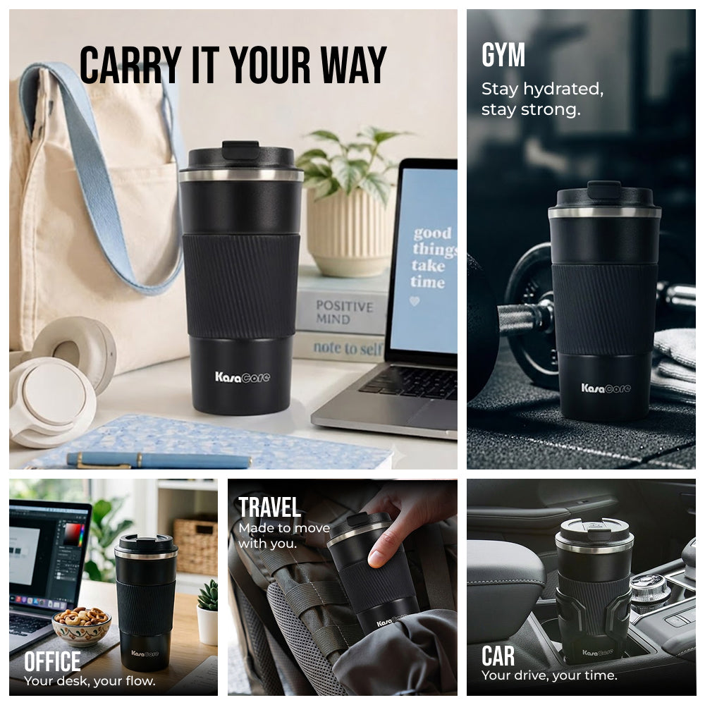KasaCore 450ml Insulated Travel Tumbler with Silicone Grip