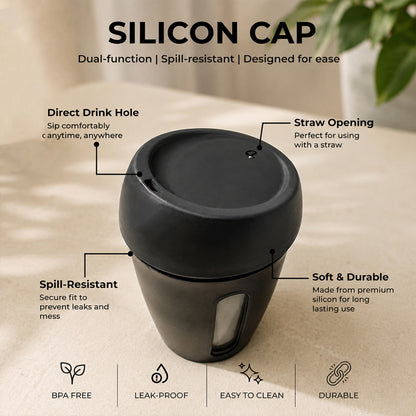 KasaCore 350ml Glass Coffee Mug with Dual Sip Lid