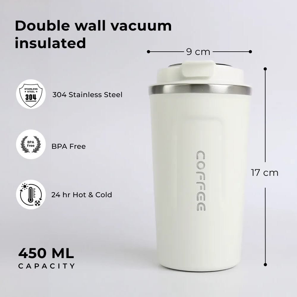 Coffee Tumbler - Double Wall Vacuum Insulated 450ml