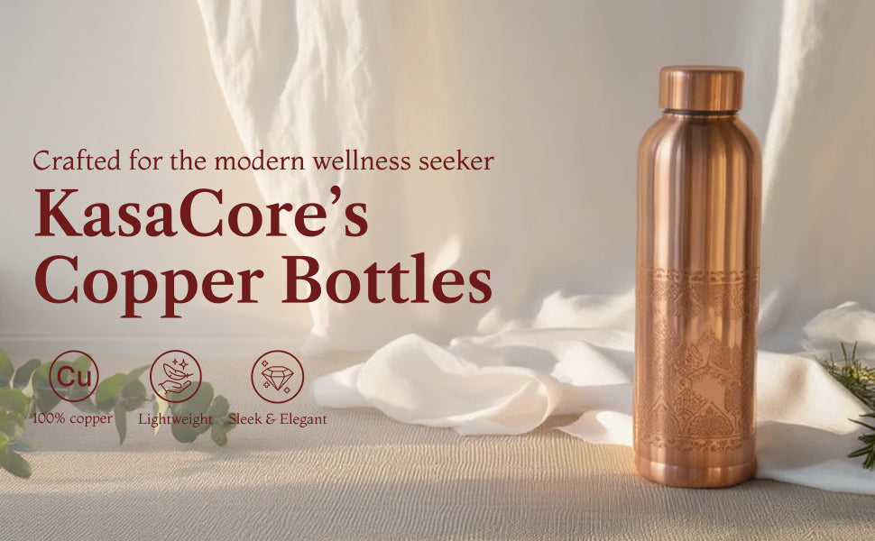 KasaCore Copper Engraved Mandala Water Bottle – 950ml detail 1