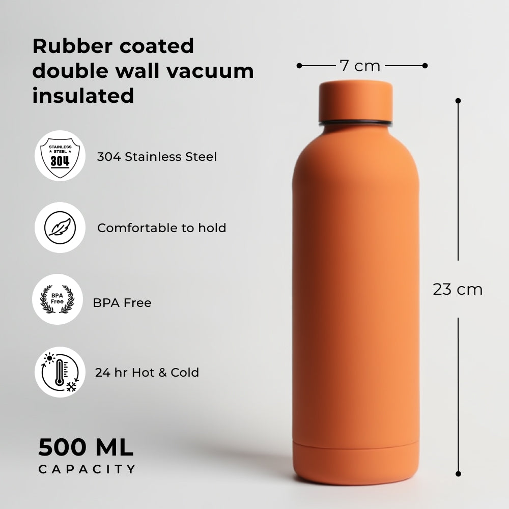 Rubber Coated Insulated Water Bottle 500ml