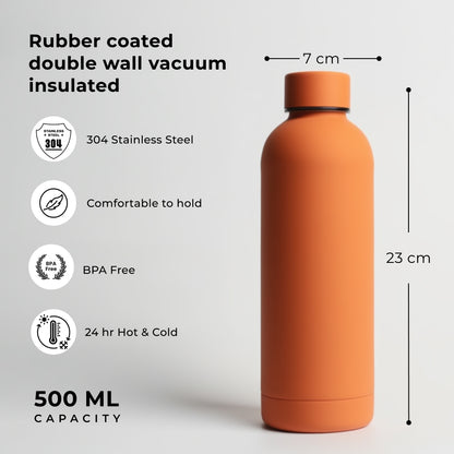 Rubber Coated Insulated Water Bottle 500ml
