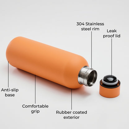 Rubber Coated Insulated Water Bottle 500ml