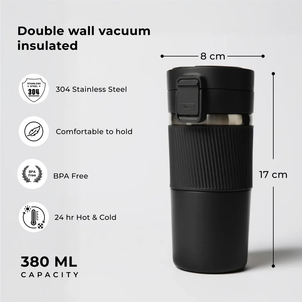 Push Tumbler – Insulated Travel Coffee Mug 380ml