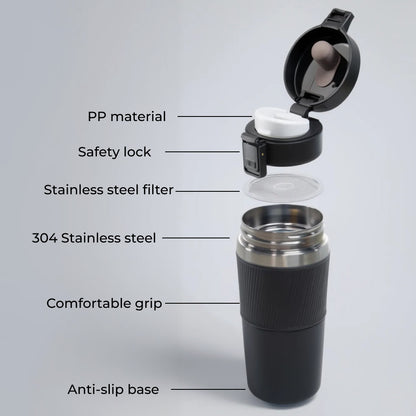 Push Tumbler – Insulated Travel Coffee Mug 380ml