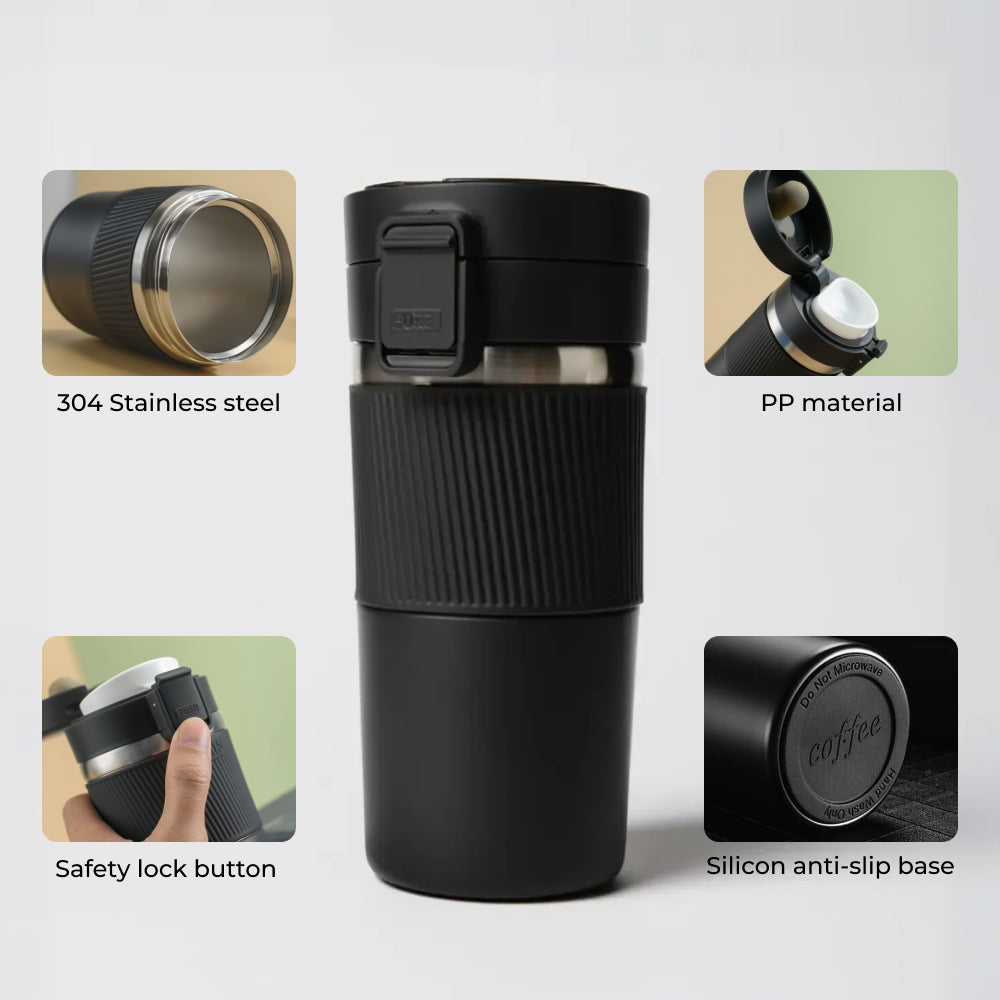 Push Tumbler – Insulated Travel Coffee Mug 380ml