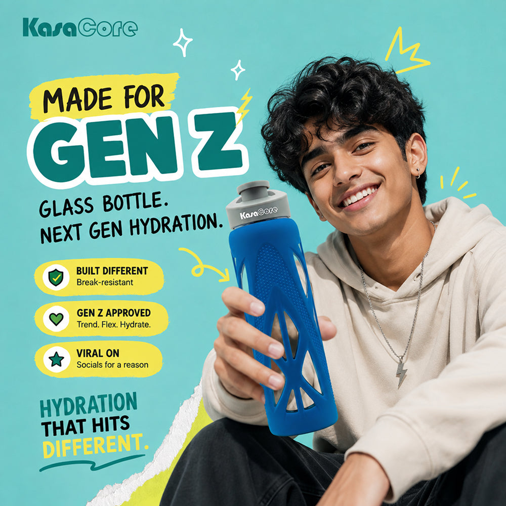 KasaCore 750ml Glass Water Bottle with Silicone Sleeve