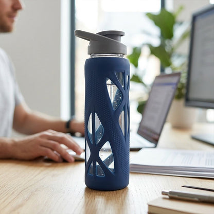 KasaCore 750ml Glass Water Bottle with Silicone Sleeve