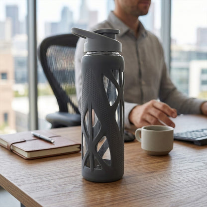 KasaCore 750ml Glass Water Bottle with Silicone Sleeve