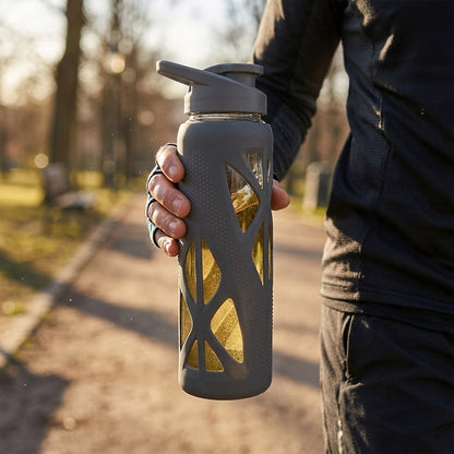 KasaCore 750ml Glass Water Bottle with Silicone Sleeve