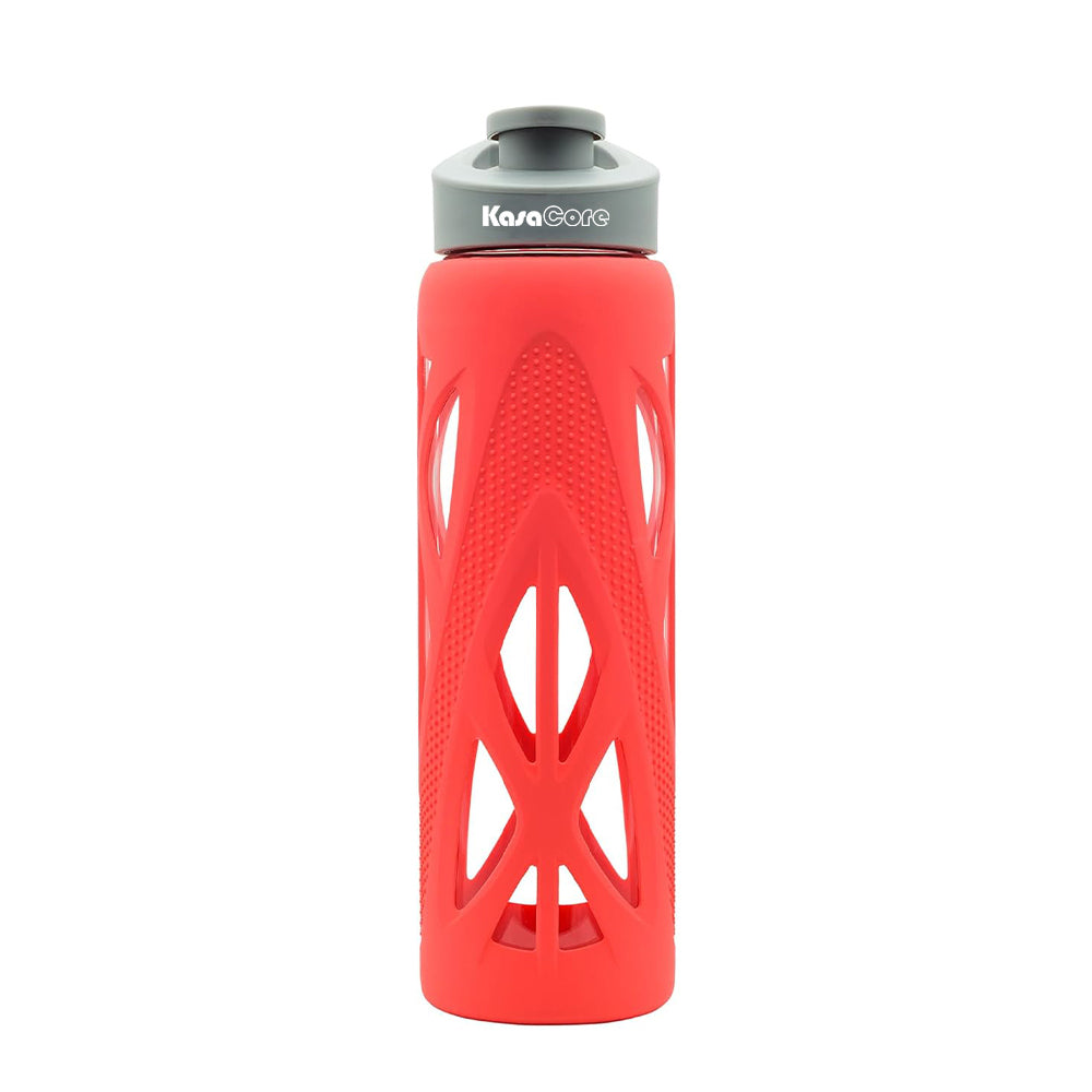 KasaCore 750ml Glass Water Bottle with Silicone Sleeve