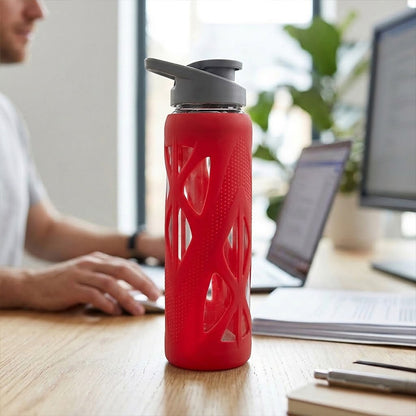 KasaCore 750ml Glass Water Bottle with Silicone Sleeve