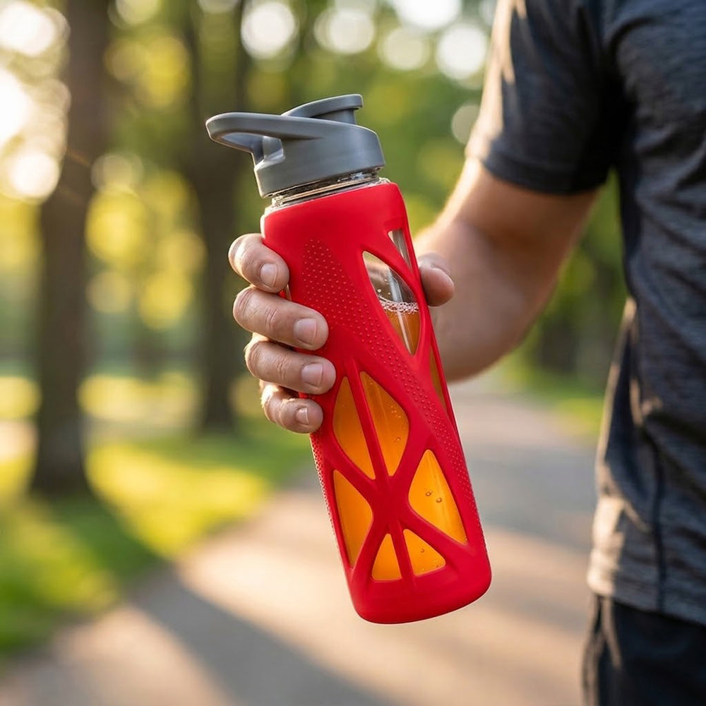 KasaCore 750ml Glass Water Bottle with Silicone Sleeve