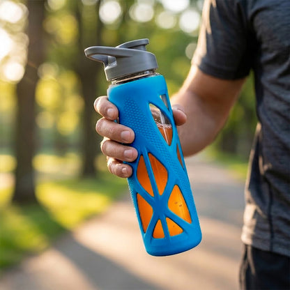 KasaCore 750ml Glass Water Bottle with Silicone Sleeve