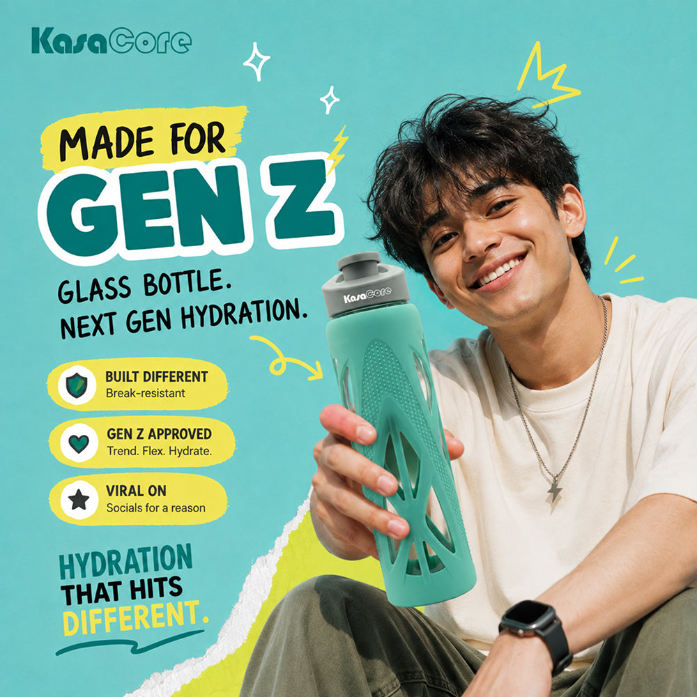 KasaCore 750ml Glass Water Bottle with Silicone Sleeve