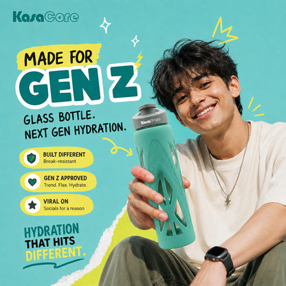 KasaCore 750ml Glass Water Bottle with Silicone Sleeve