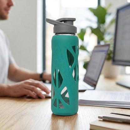KasaCore 750ml Glass Water Bottle with Silicone Sleeve