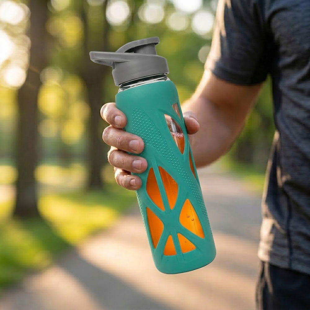 KasaCore 750ml Glass Water Bottle with Silicone Sleeve