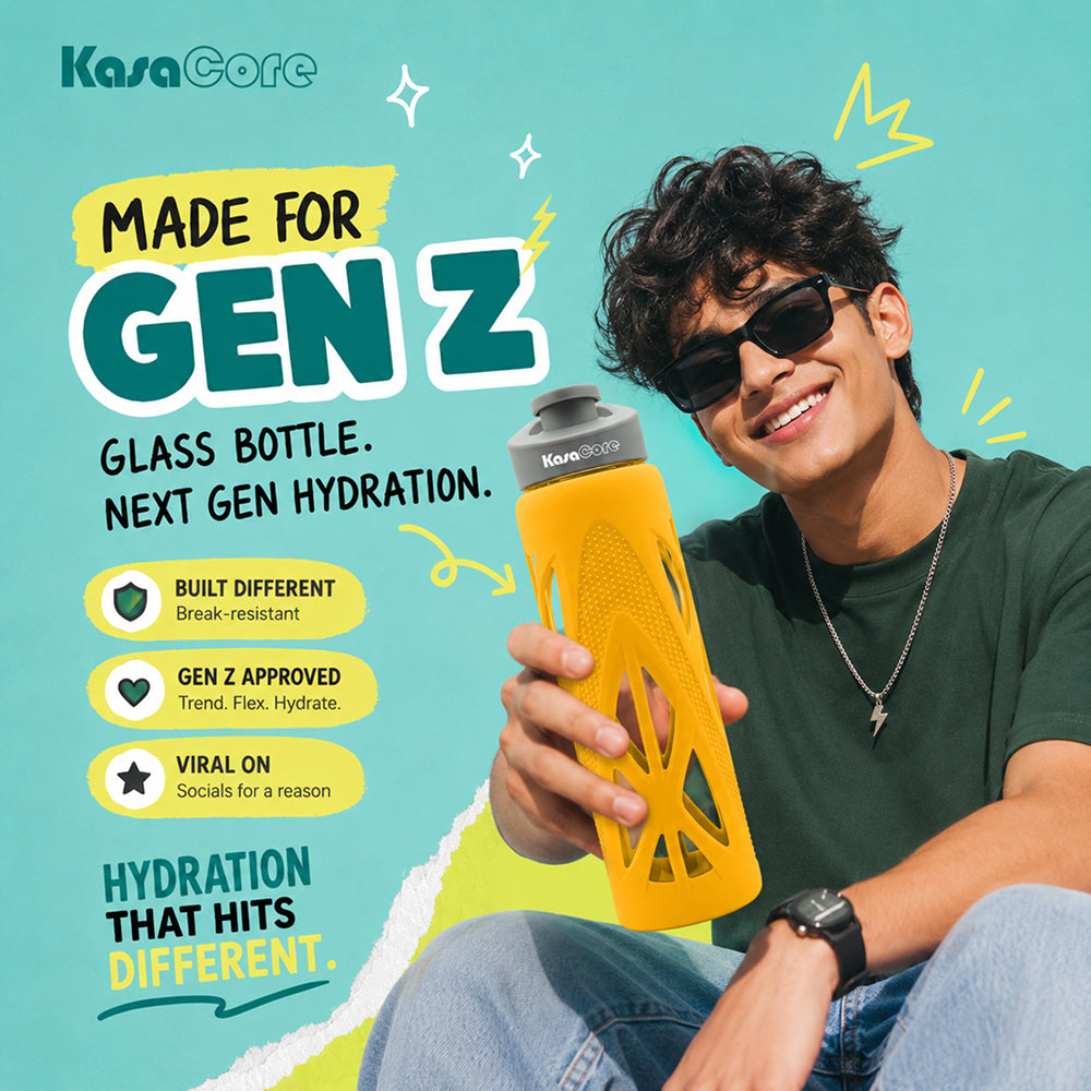 KasaCore 750ml Glass Water Bottle with Silicone Sleeve