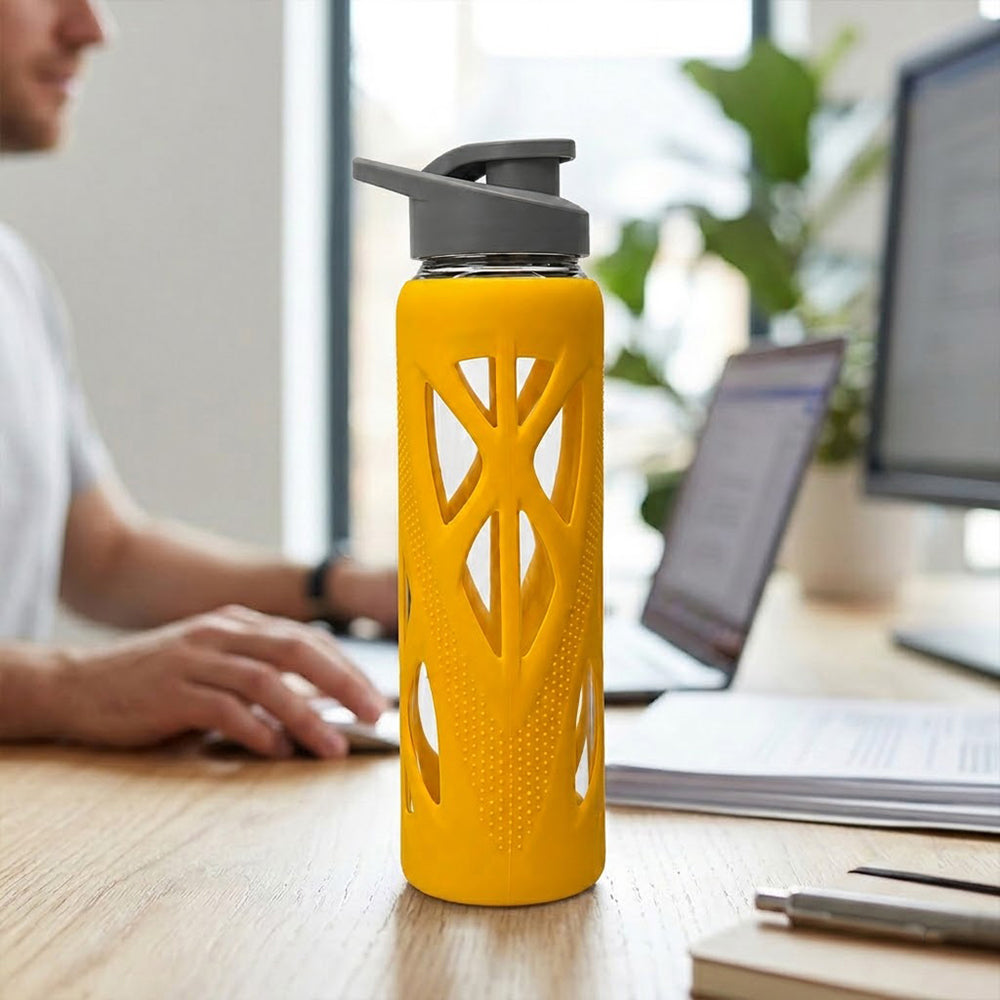 KasaCore 750ml Glass Water Bottle with Silicone Sleeve