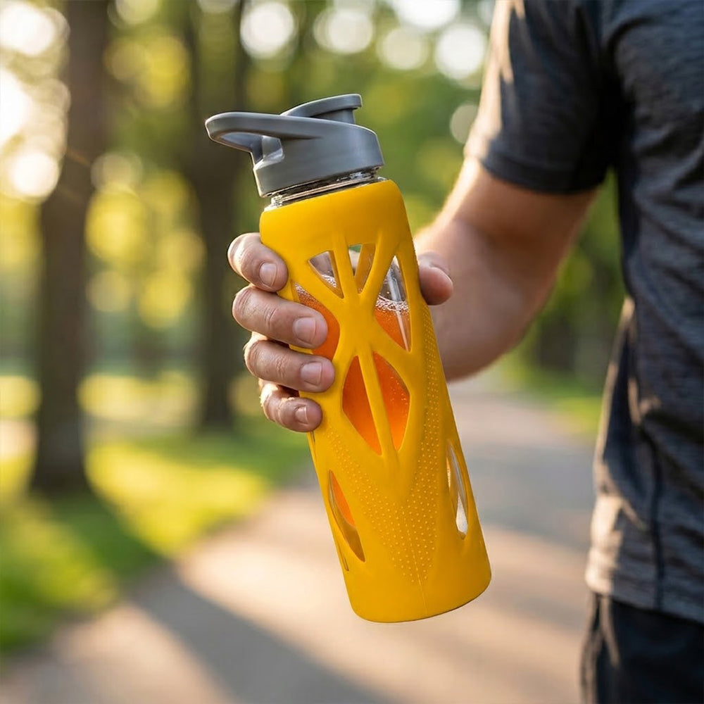 KasaCore 750ml Glass Water Bottle with Silicone Sleeve