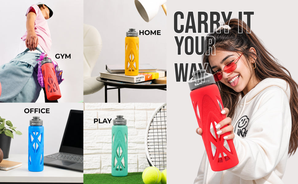 KasaCore 750ml Glass Water Bottle with Silicone Sleeve detail 4