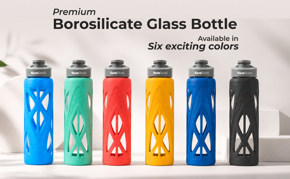 KasaCore 750ml Glass Water Bottle with Silicone Sleeve detail 4