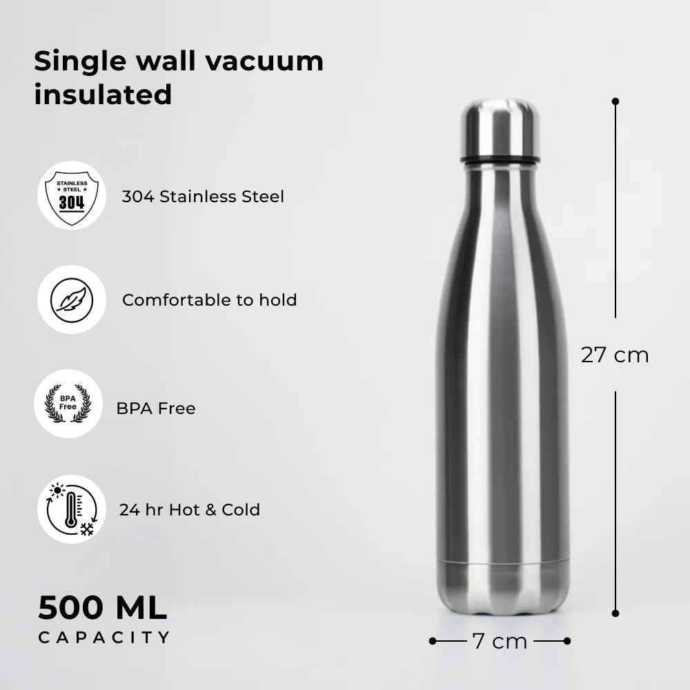 Steel Bottle – Single Wall Vacuum Insulated 500ml