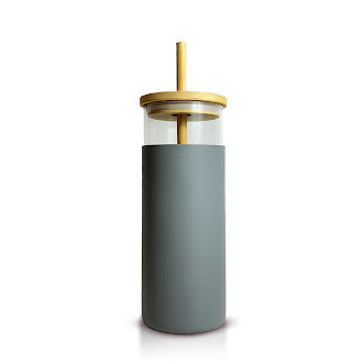 Glass Tumbler with Bamboo Lid & Straw