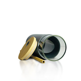 Glass Tumbler with Bamboo Lid & Straw