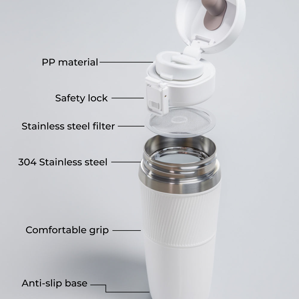 Push Tumbler – Insulated Travel Coffee Mug 380ml
