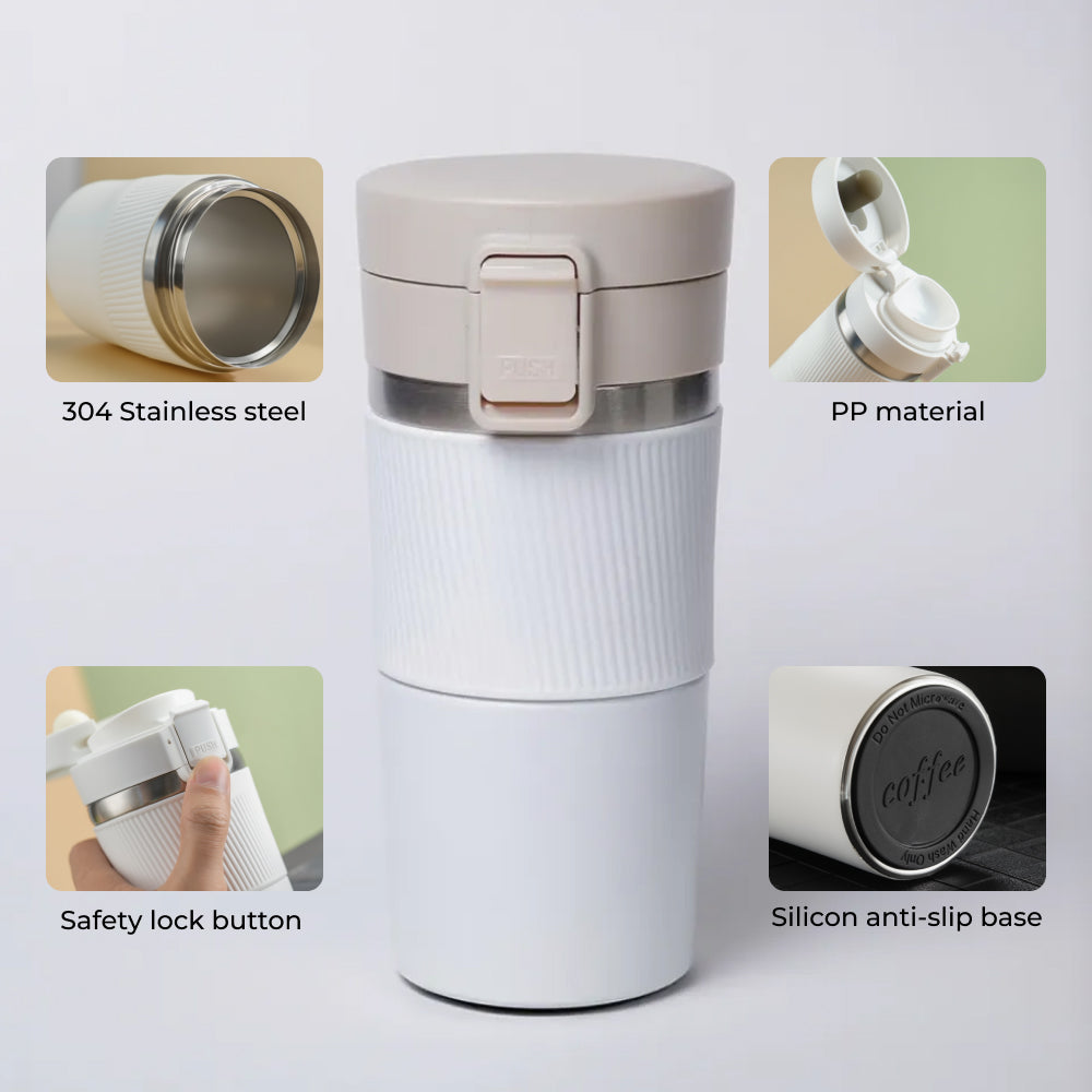 Push Tumbler – Insulated Travel Coffee Mug 380ml