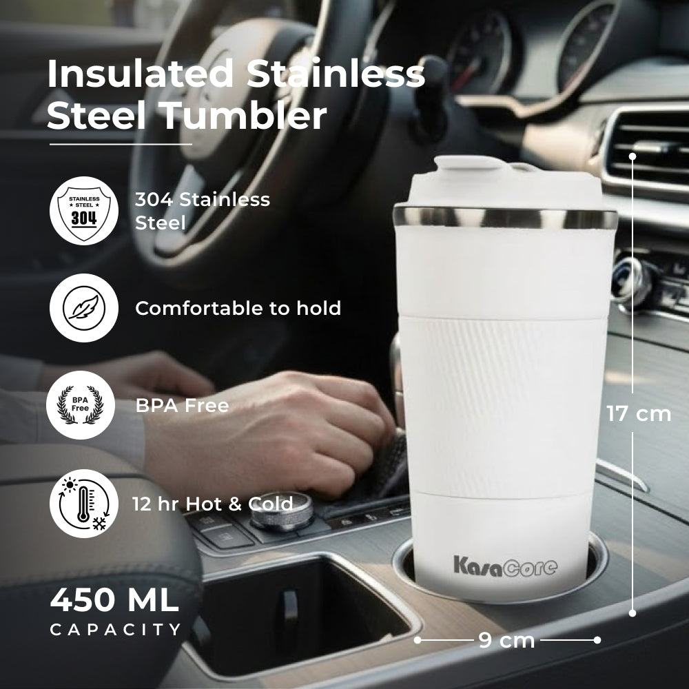 KasaCore 450ml Insulated Travel Coffee Mug with Grip