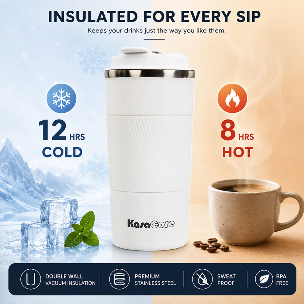 KasaCore 450ml Insulated Travel Coffee Mug with Grip